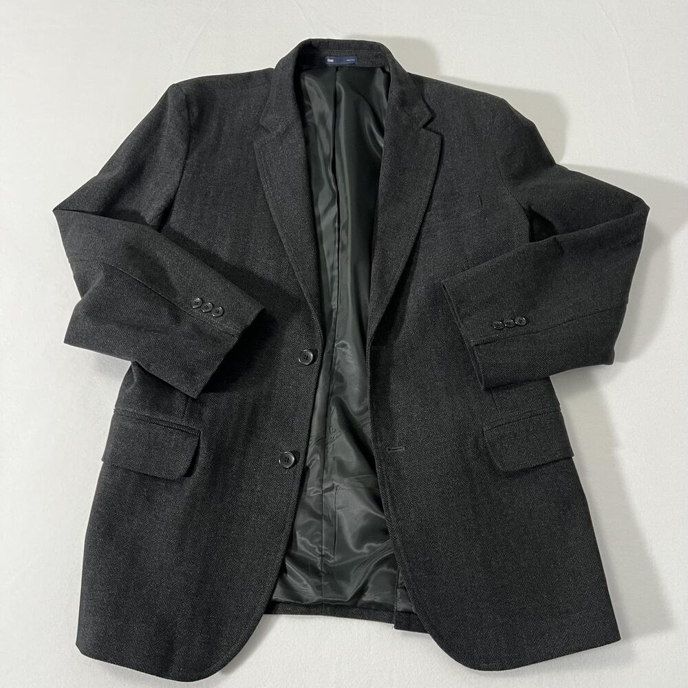 Gap Blazer Mens XL‎ Slim Gray Herringbone Sport Jacket Classic Y2K 2010 Altered